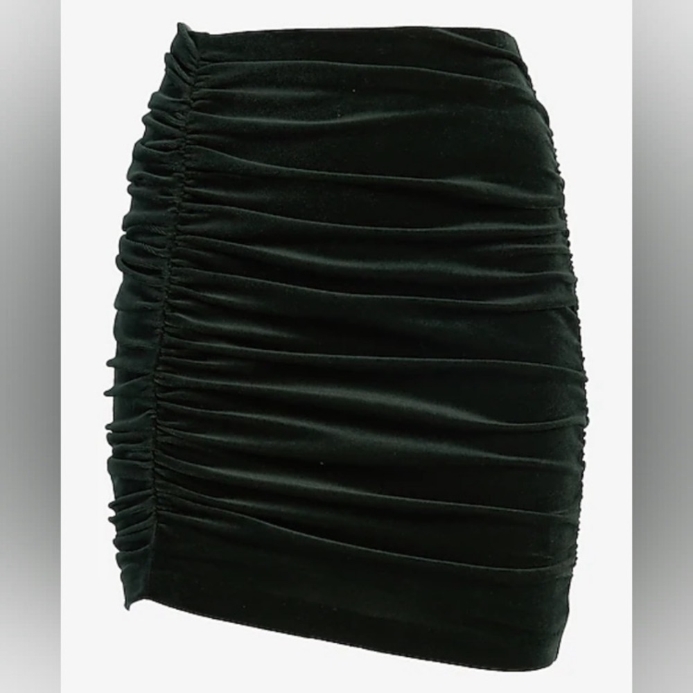 EXPRESS: High Waisted Velvet Bodycon Ruched Mini Skirt size XS